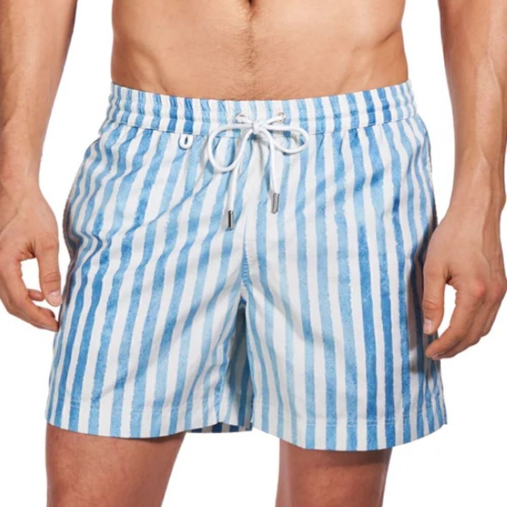 Katama EMERSON II - BRUSH STROKE IN SURF BLUE Swim Trunks XL